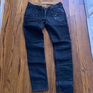 Leather distressed pants